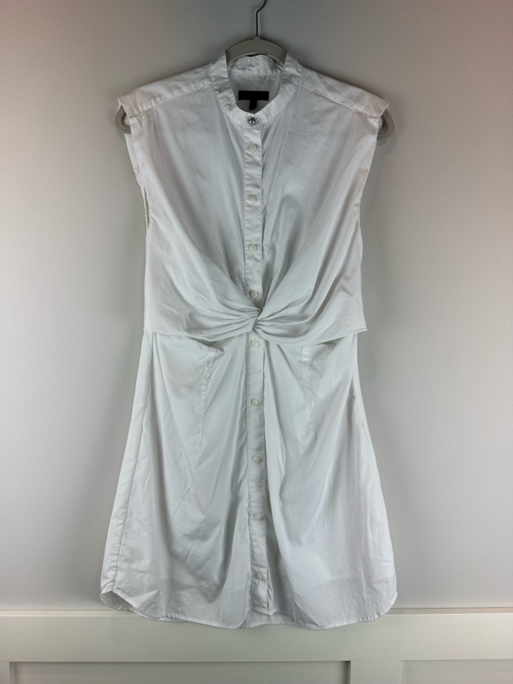 Rag & Bone White Louisa Twisted Sleeveless Button Front Party Mini Dress Size 8
